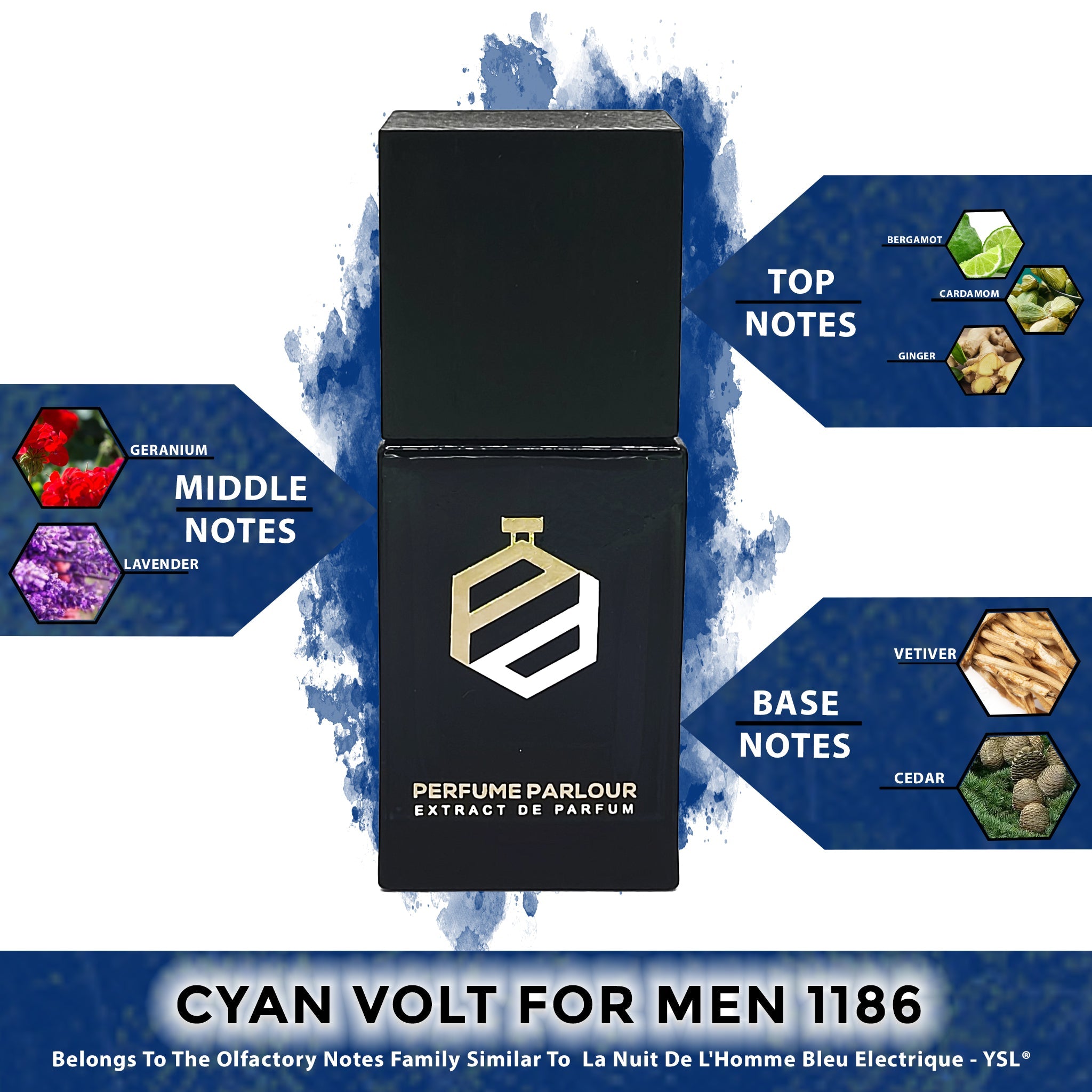 Cyan Volt For Men 1186  La Nuit de L'Homme Bleu Electrique - YSL