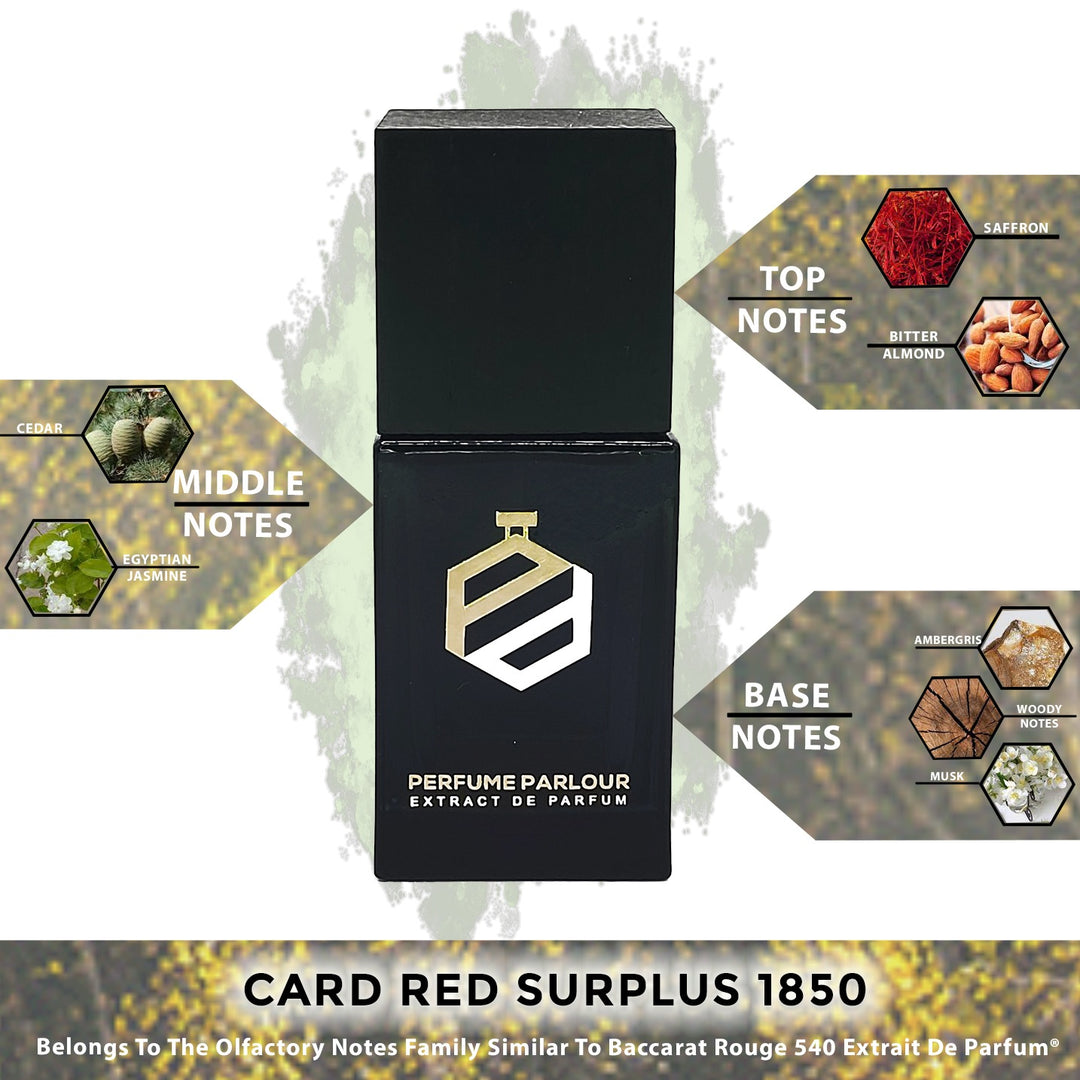 Card Red Surplus 1850 - Perfume Parlour